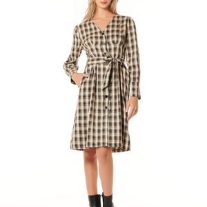 Copper key long sleeve plaid dress sz LG NWT *C1